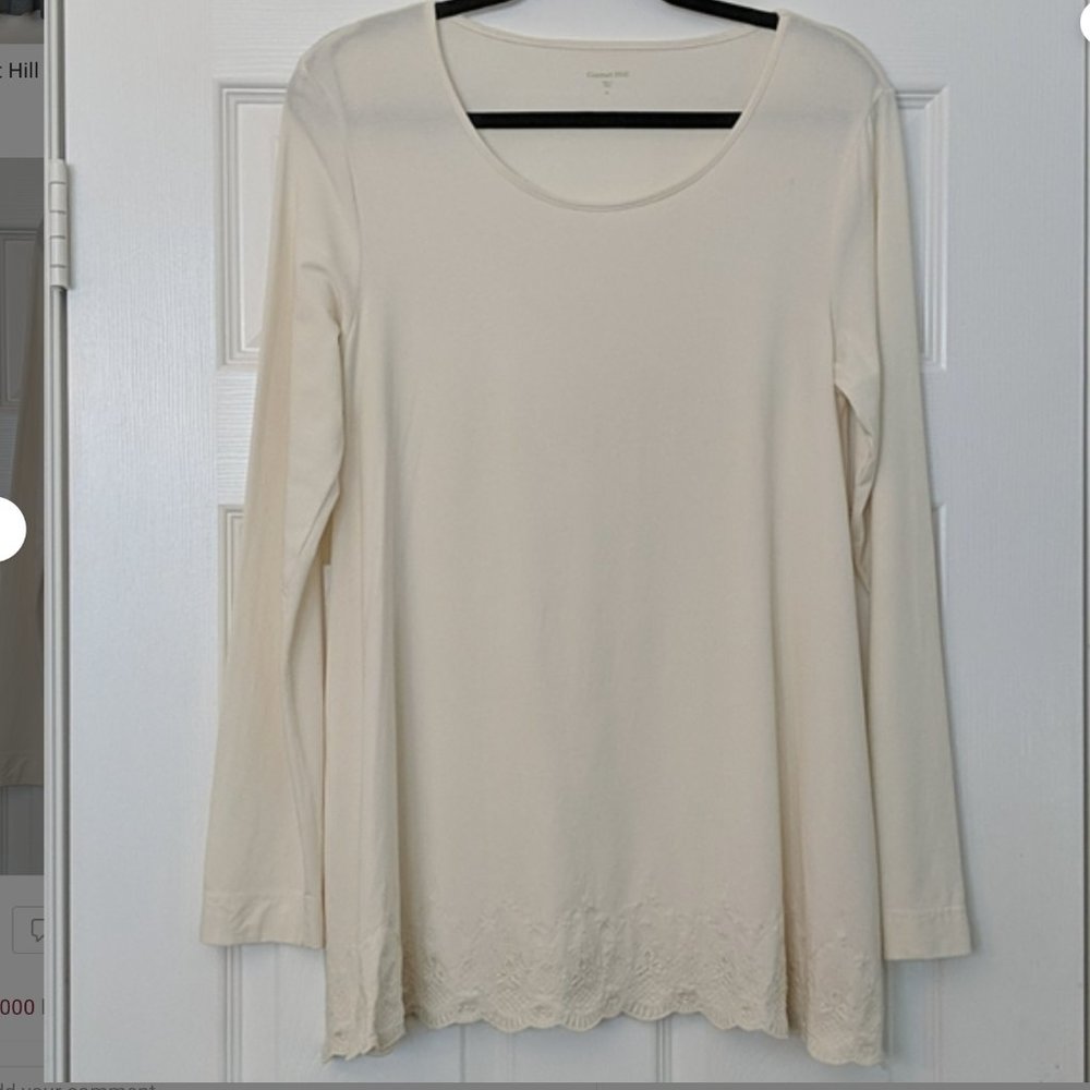 Garnet Hill Embroidered Long Sleeved Tee M